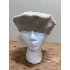 Tonak 100% Wool Beret Hat M Flora Beige Made in Czech Republic Chic Minimalist